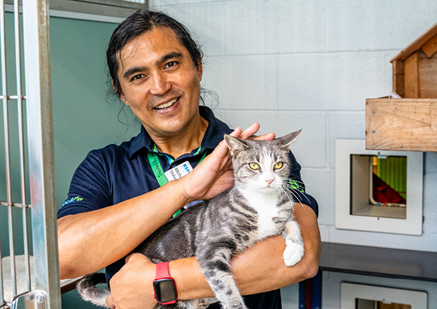 RSPCA QLD volunteer with cat